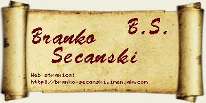 Branko Sečanski vizit kartica